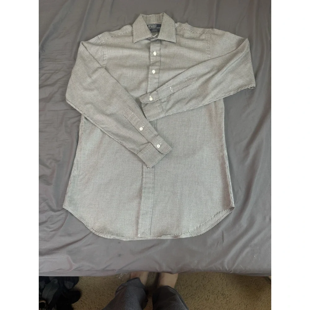 Polo Ralph Lauren Curham Classic Fit Men's Small Black‎ White Houndstooth L/S